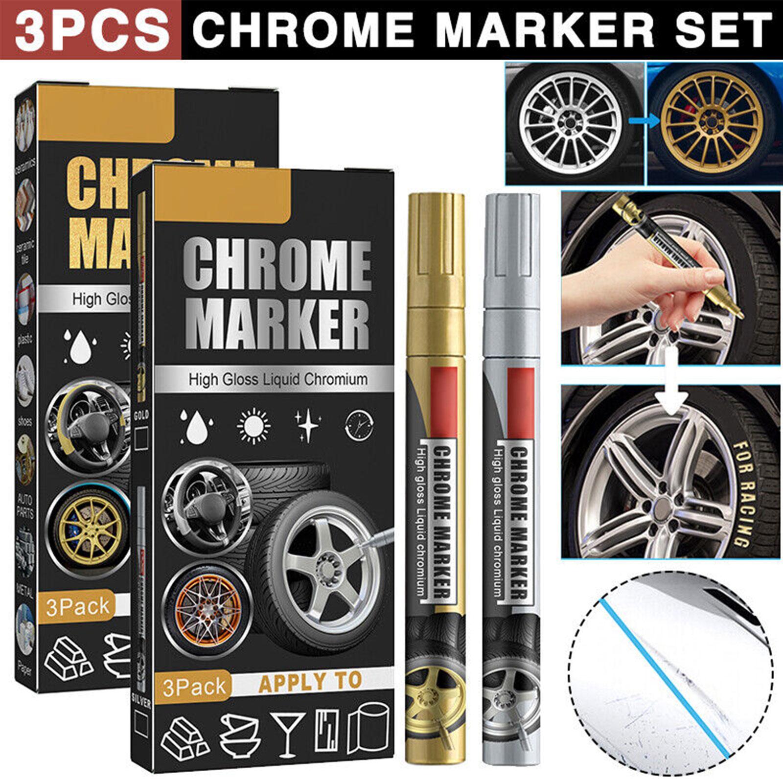 Tee Height Marker - 3 pièces/ensemble stylo marqueur chromé voiture